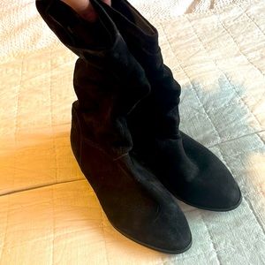 Black Suede Slouch Boots